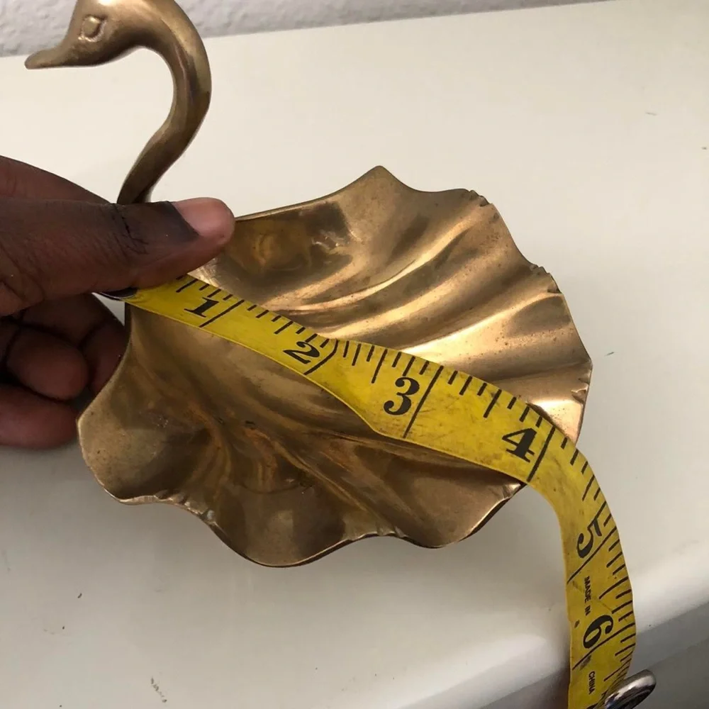 Vintage Brass Swan Planters Trinket Dish Shell Set Cottagecore Hollywood Regency